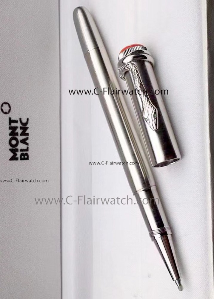 Silver Mont blanc Rouge et Noir Rollerball Pen - Best Replica